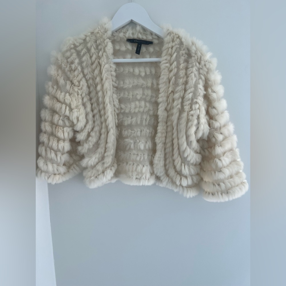 BCBG Maxazria Feather Shrug - Cream, Size S - Picture 1 of 3